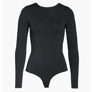 SKIMS Essential Crewneck Long Sleeve Bodysuit in Onyx